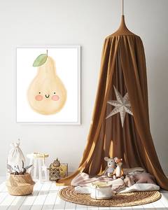 Quadro Hello Pear Faggio massello / Vetro acrilico - Bianco - 53 x 63 cm