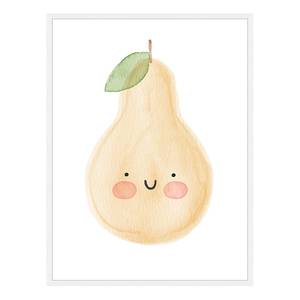 Quadro Hello Pear Faggio massello / Vetro acrilico - Bianco - 63 x 83 cm