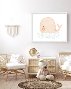 Quadro Baby Whale Faggio massello / Vetro acrilico - Bianco - 53 x 63 cm