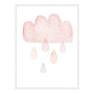 Quadro Sweet Rain Faggio massello / Vetro acrilico - Bianco - 63 x 83 cm