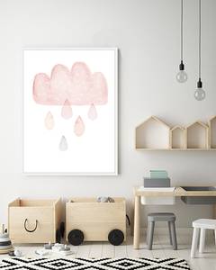 Quadro Sweet Rain Faggio massello / Vetro acrilico - Bianco - 63 x 83 cm