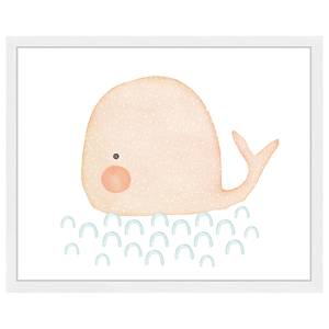 Quadro Baby Whale Faggio massello / Vetro acrilico - Bianco - 43 x 53 cm