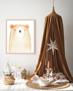 Quadro Cute Bear Faggio massello / Vetro acrilico - Naturale - 53 x 63 cm