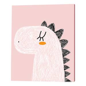 Impression sur toile My Dinosaur Pin massif / Lin - Rose - 40 x 50 cm