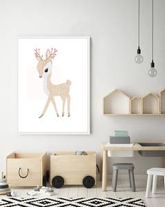 Quadro Baby Deer Faggio massello / Vetro acrilico - Bianco - 63 x 83 cm