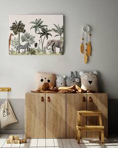 Leinwandbild Jungle Animals Kiefer Massiv / Leinen -  Beige - 40 x 50 cm