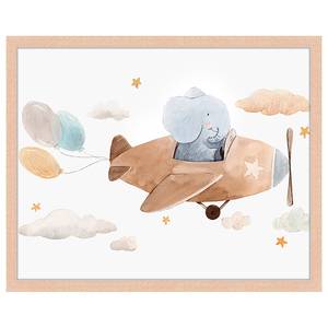 Quadro Funny Elephant Faggio massello / Vetro acrilico - Naturale - 43 x 53 cm