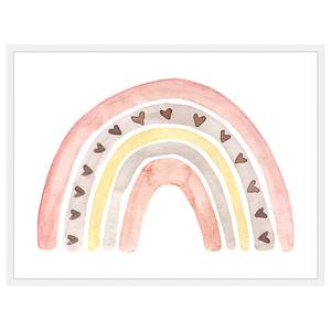 Tableau déco Cute Rainbow Hêtre massif / Plexiglas - Blanc - 63 x 83 cm