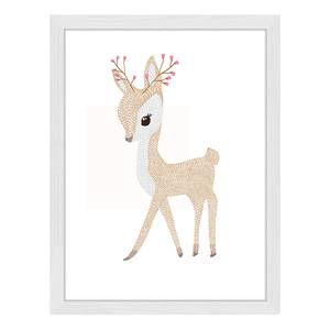 Quadro Baby Deer Faggio massello / Vetro acrilico - Bianco - 33 x 43 cm