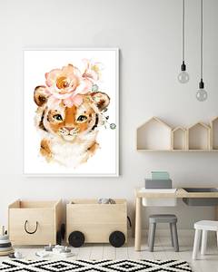 Bild Tiger Baby Collection Buche Massiv / Acrylglas - Weiß - 63 x 83 cm