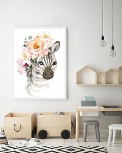 Quadro Zebra Baby Collection Faggio massello / Vetro acrilico - Bianco - 63 x 83 cm