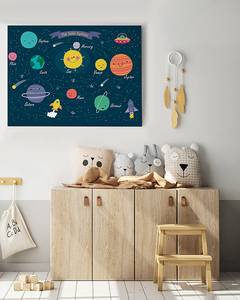 Leinwandbild Solar System Kiefer Massiv / Leinen - Dunkelblau - 60 x 80 cm