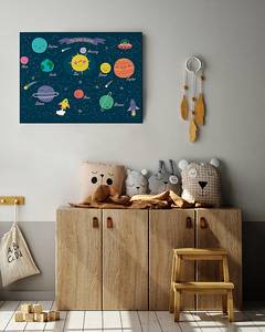 Leinwandbild Solar System Kiefer Massiv / Leinen - Dunkelblau - 40 x 50 cm