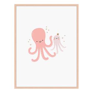 Quadro Octopus Family Faggio massello / Vetro acrilico - Naturale - 63 x 83 cm