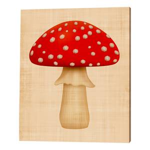 Impression sur toile Funghi Pin massif / Lin - Marron / Rouge - 40 x 50 cm