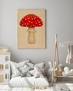 Afbeelding Funghi massief grenenhout/linnen - bruin/rood - 60 x 80 cm