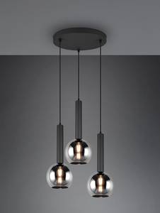 Suspension Clayton Verre fumé / Fer - Nb d'ampoules : 3