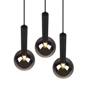 Suspension Clayton Verre fumé / Fer - Nb d'ampoules : 3