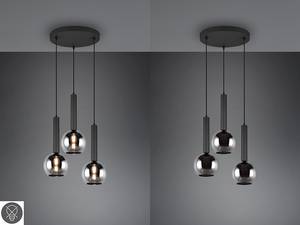 Plafondlamp Clayton rookglas/ijzer - Aantal lichtbronnen: 3