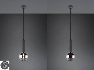 Plafondlamp Clayton rookglas/ijzer - Aantal lichtbronnen: 1