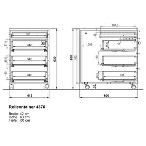 Abschließbarer Rollcontainer Mailand Graphit