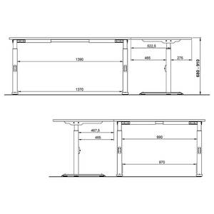 Verstelbaar hoekbureau Mailand Wit - 240 x 200 cm