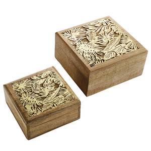 Scrigno GOLDEN JUNGLE Legno di mango - 14 x 14 cm