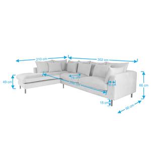 Ecksofa Tráfico Samt Ravi: Taupe - Ottomane davorstehend links