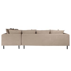 Ecksofa Tráfico Samt Ravi: Beige - Ottomane davorstehend rechts