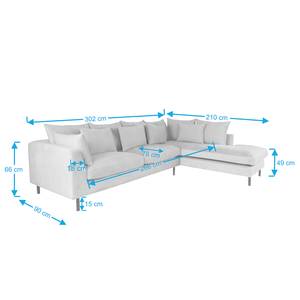 Ecksofa Tráfico Samt Ravi: Beige - Ottomane davorstehend rechts