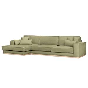 Ecksofa Mediona Webstoff Carde: Grün - Breite: 344 cm - Longchair davorstehend links