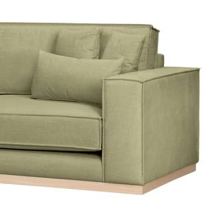 Ecksofa Mediona Webstoff Carde: Grün - Breite: 344 cm - Longchair davorstehend links