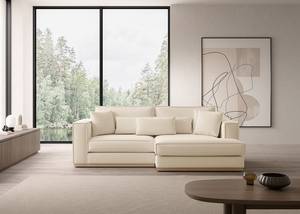 Ecksofa Mediona Webstoff Carde: Creme - Breite: 235 cm - Longchair davorstehend rechts