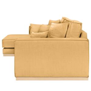 Ecksofa Mediona Webstoff Carde: Gold - Breite: 344 cm - Longchair davorstehend links