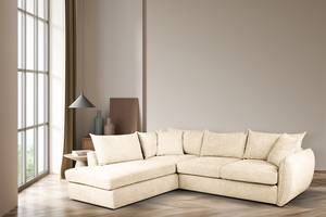 Ecksofa Ribela Chenille Roselia: Creme - Ottomane davorstehend links