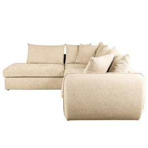 Ecksofa Ribela Chenille Roselia: Creme - Ottomane davorstehend links