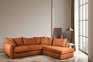 Ecksofa Ribela Chenille Roselia: Braun - Ottomane davorstehend rechts