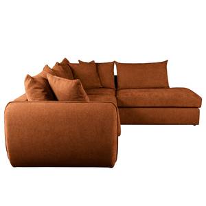 Ecksofa Ribela Chenille Roselia: Braun - Ottomane davorstehend rechts