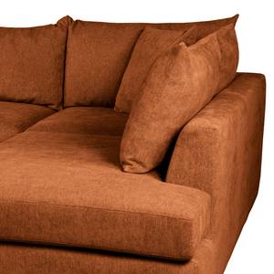 Ecksofa Ribela Chenille Roselia: Braun - Ottomane davorstehend rechts