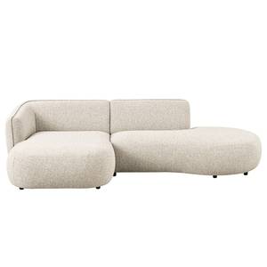 Ecksofa Betano mit Chaiselongue Strukturstoff Oana: Beige - Longchair davorstehend links / Ottomane rechts