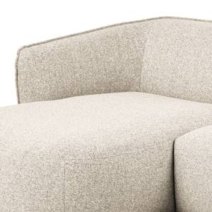 Ecksofa Betano mit Chaiselongue Strukturstoff Oana: Beige - Longchair davorstehend links / Ottomane rechts