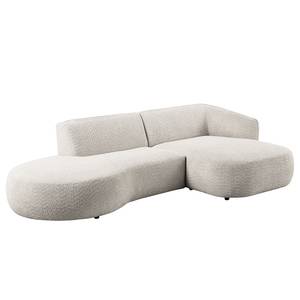 Ecksofa Betano mit Chaiselongue Bouclé Stoff Anouk: Hellgrau - Longchair davorstehend rechts / Ottomane links