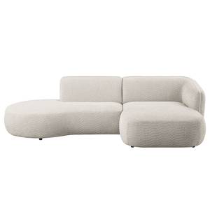 Ecksofa Betano mit Chaiselongue Bouclé Stoff Anouk: Hellgrau - Longchair davorstehend rechts / Ottomane links