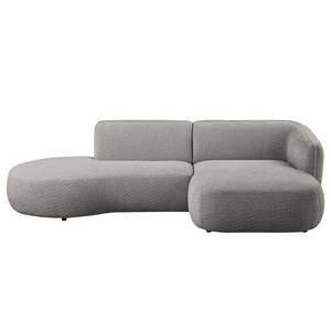 Ecksofa Betano mit Chaiselongue Bouclé Stoff Anouk: Graphit - Longchair davorstehend rechts / Ottomane links