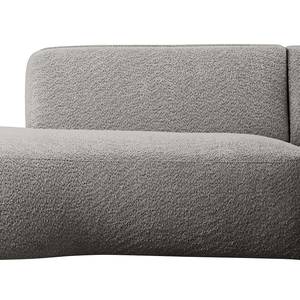 Ecksofa Betano mit Chaiselongue Bouclé Stoff Anouk: Graphit - Longchair davorstehend rechts / Ottomane links