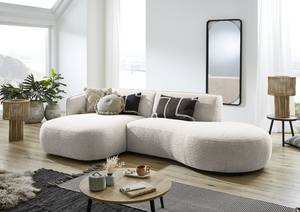 Ecksofa Betano mit Chaiselongue Bouclé Stoff Anouk: Hellgrau - Longchair davorstehend links / Ottomane rechts