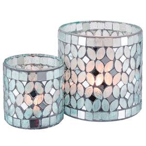 Waxinelichthouder SHIMMER & SHINE glas/cement - lichtblauw - Hoogte: 7 cm