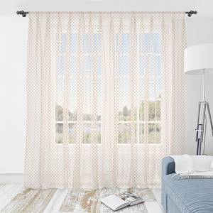 Fertiggardine Dots 2er-Set Polyester - Creme / Altrosa - Höhe: 274 cm