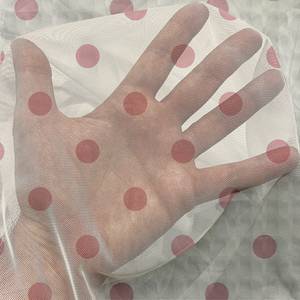 Rideaux Dots - Lot de 2 Polyester - Crème / Vieux rose - Hauteur : 274 cm