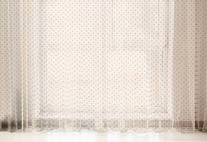 Rideaux Dots - Lot de 2 Polyester - Crème / Vieux rose - Hauteur : 160 cm